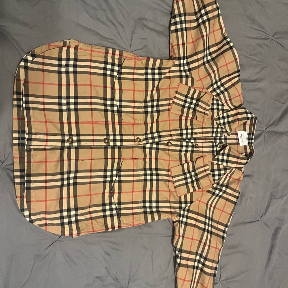 Burberry Beige and Black Kids Button Down Shirt